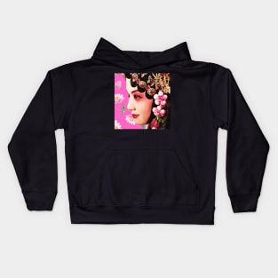 Chinese Opera Star with Lotus Flowers Pink- Hong Kong Retro Kids Hoodie